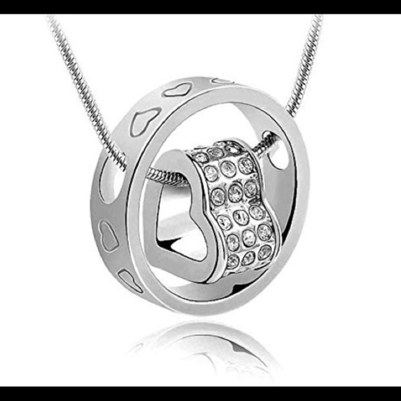 HEART WITH CIRCLE NECKLACE WITH SWAROVSKI ELEMENTS - Picture 1 of 4